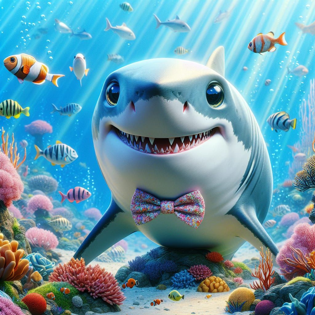 Cute Great White Shark with Expressive Eyes