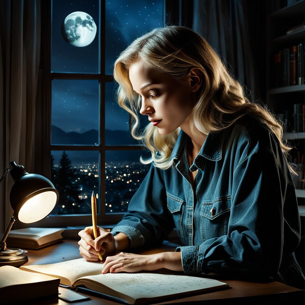 Woman writing in a book