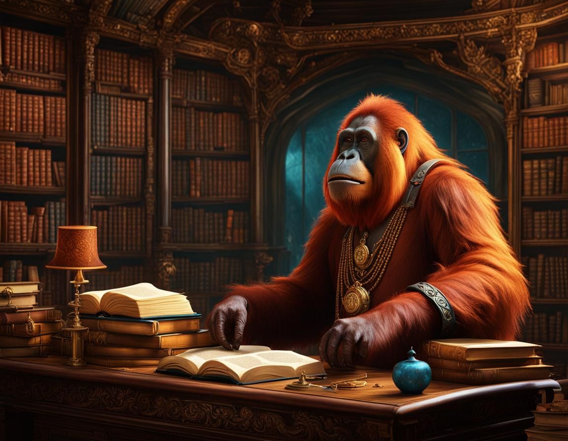 Orangutan Librarian in Unseen University: Matte Painting