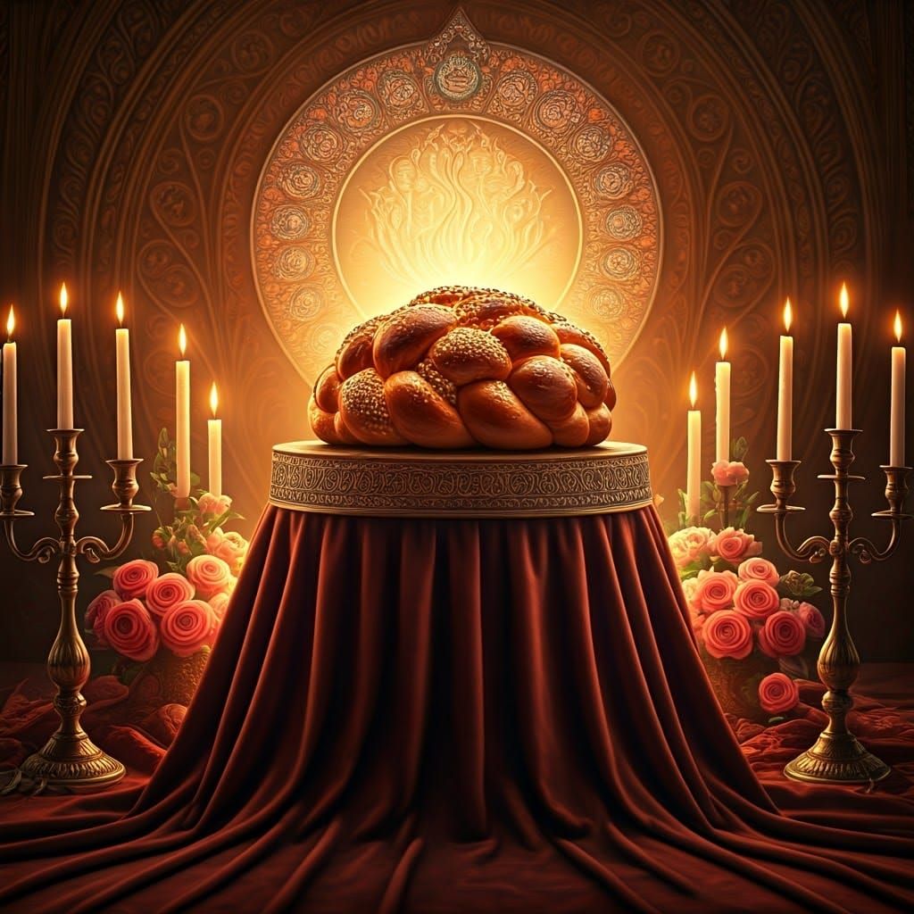 Golden Challah in Royal Atmosphere, in Art Nouveau Style