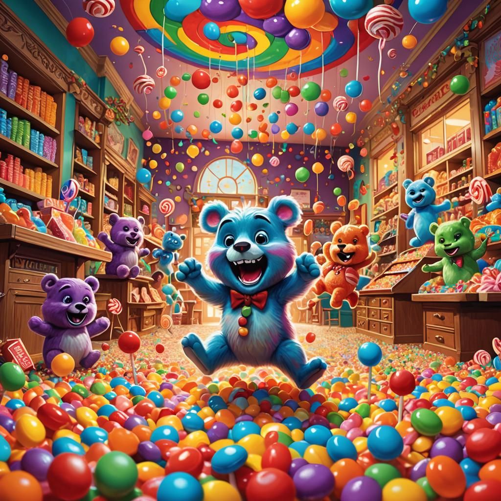 Fantastical Gremlins in a Whimsical Candy Land