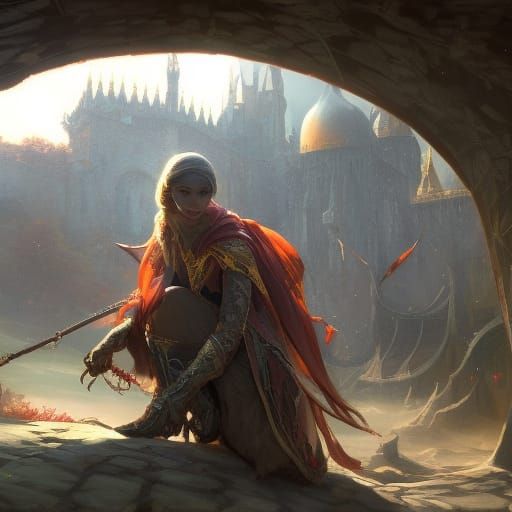 Dynamic Concept Art in Orange and Teal