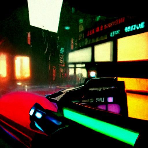 Cyberpunk Cityscape at Night in Neon Style