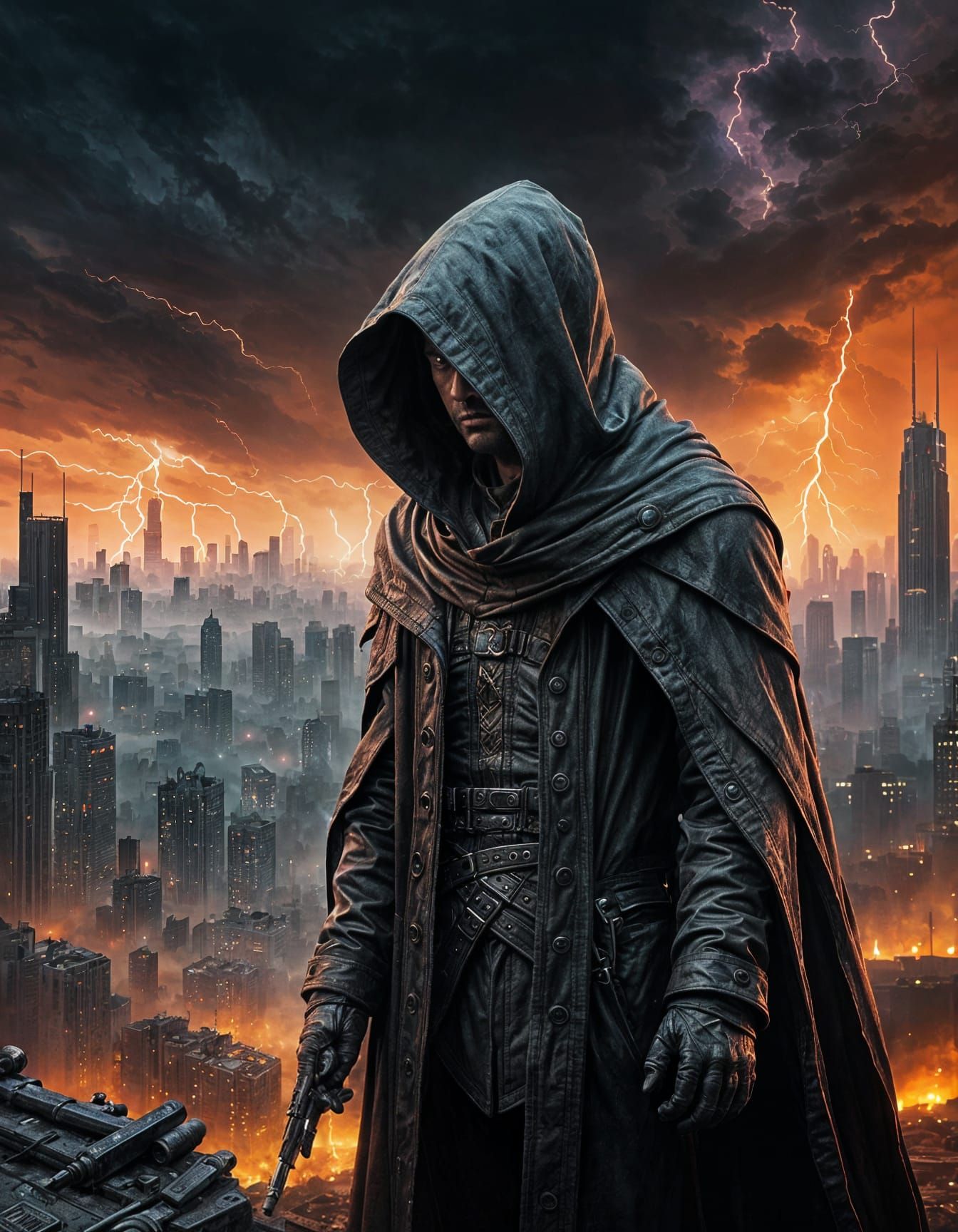 Ethereal Wanderer Amidst a Desolate Metropolis