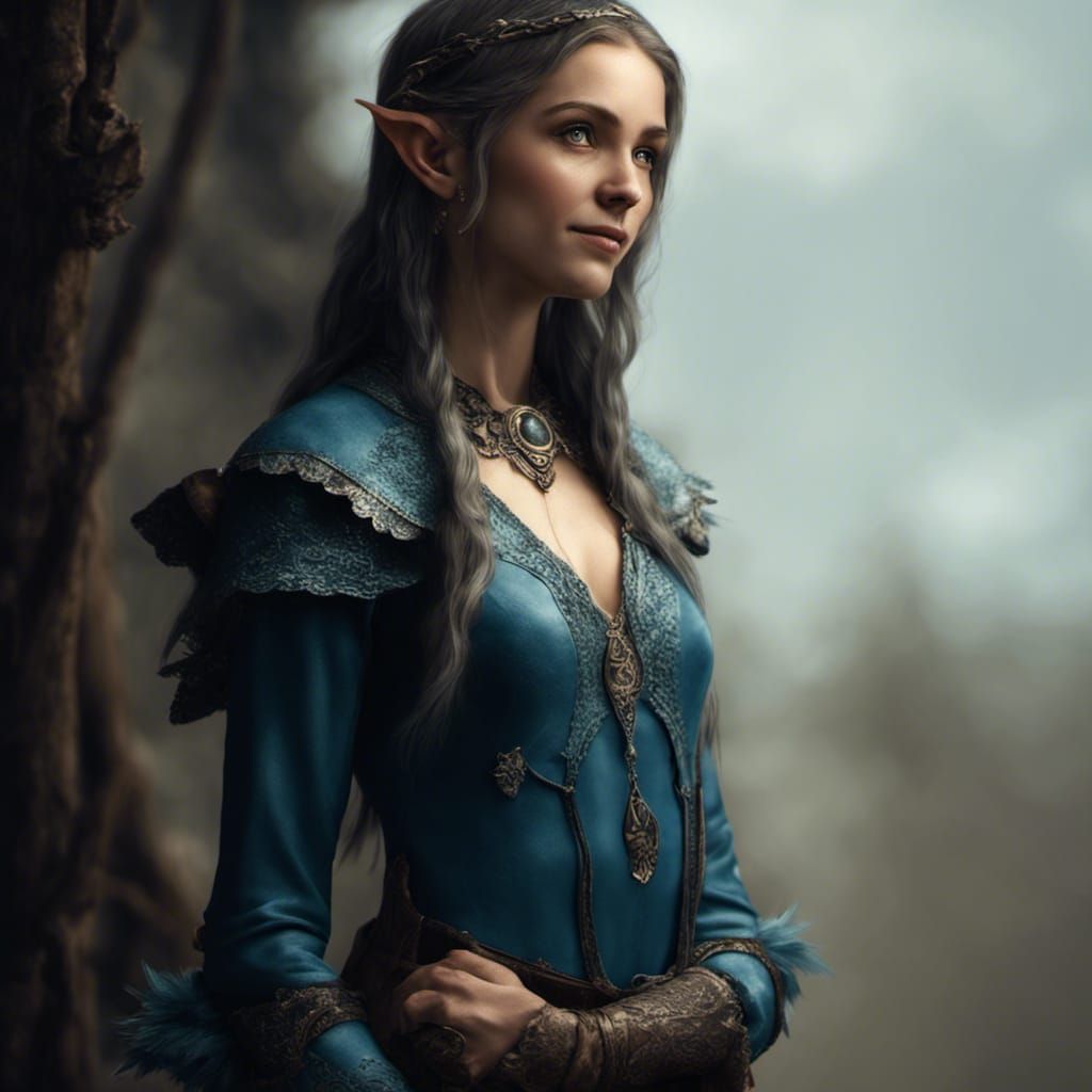 Detailed Portrait of a Blue Starling Elf