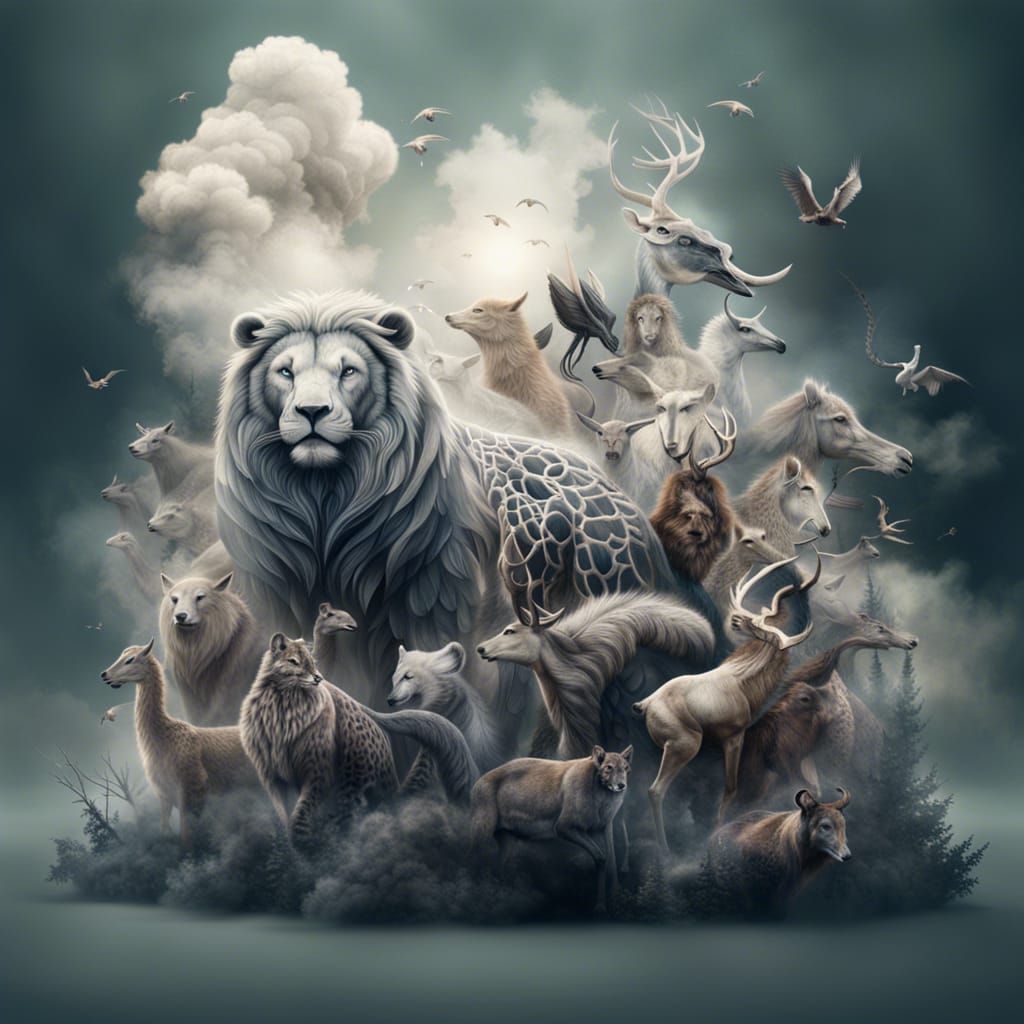 Dreamlike Animals Formed from Smoke: Digital Matte Painting