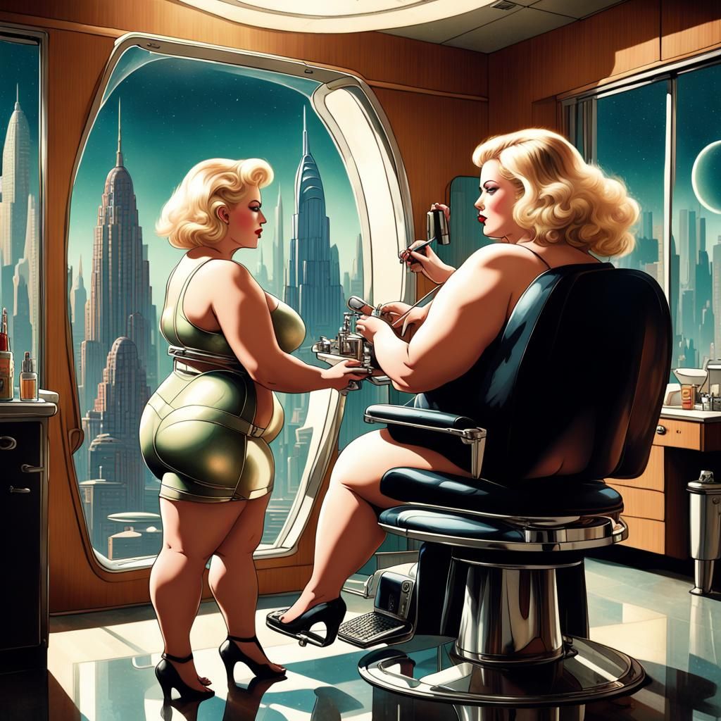 Martian Beauty Parlor: Blonde Goddess in Art Deco City