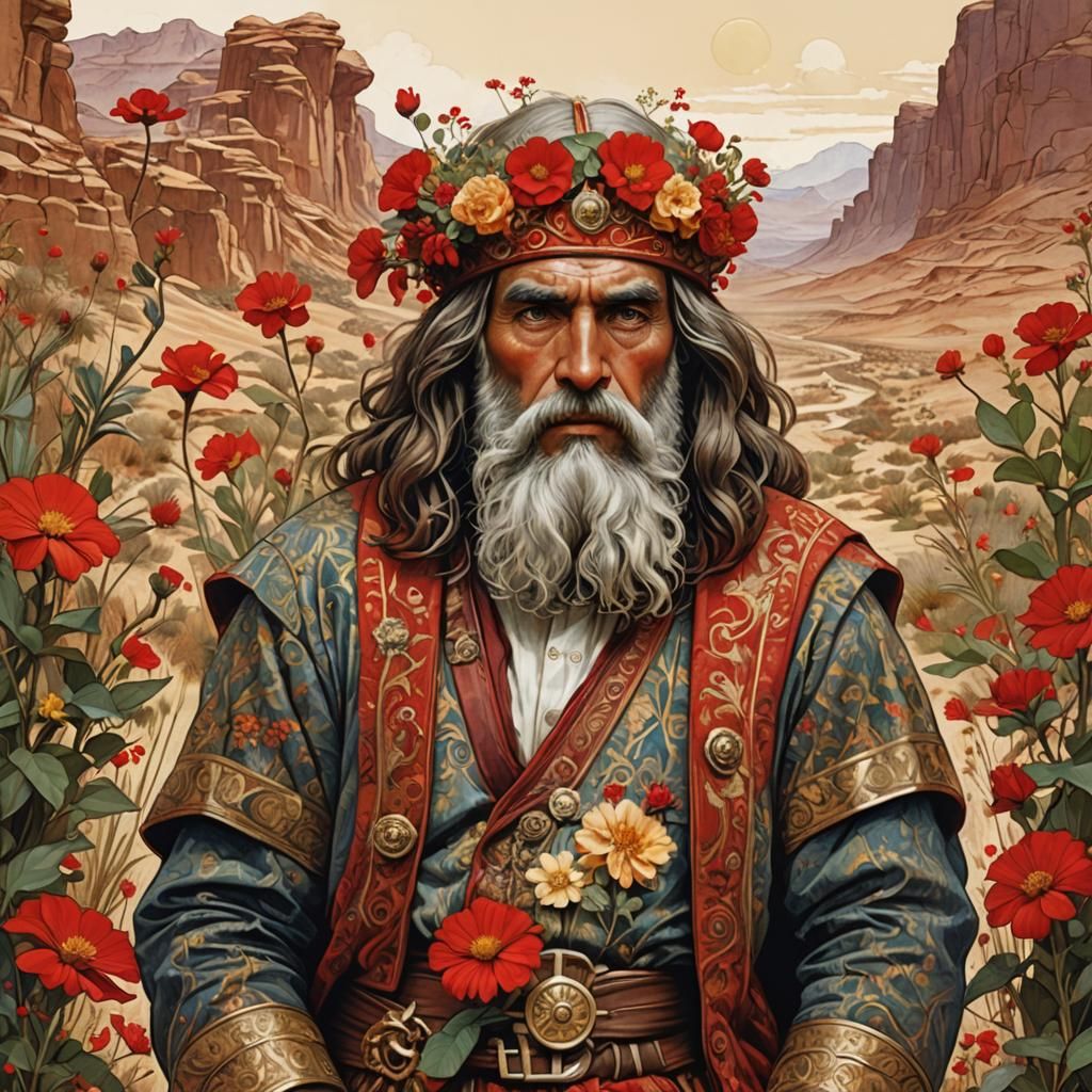 Psychedelic Santa Claus in Desert Illustration