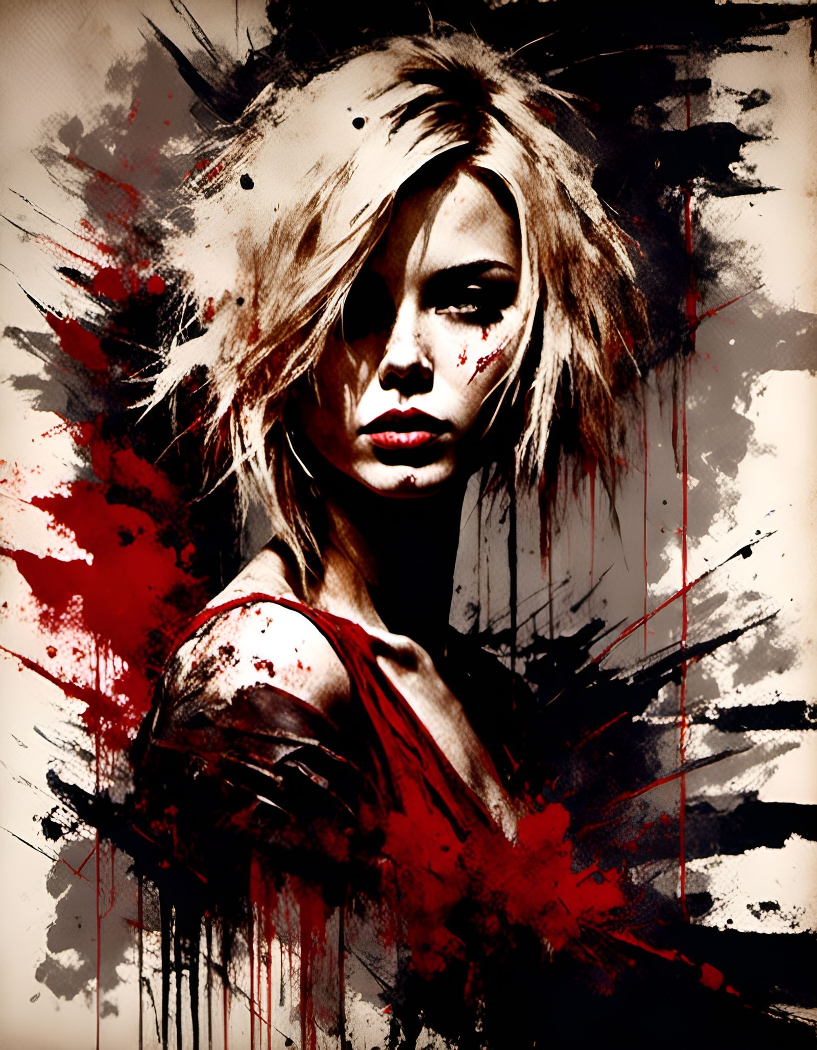 Athletic Blond Woman in Dark Russ Mills Style