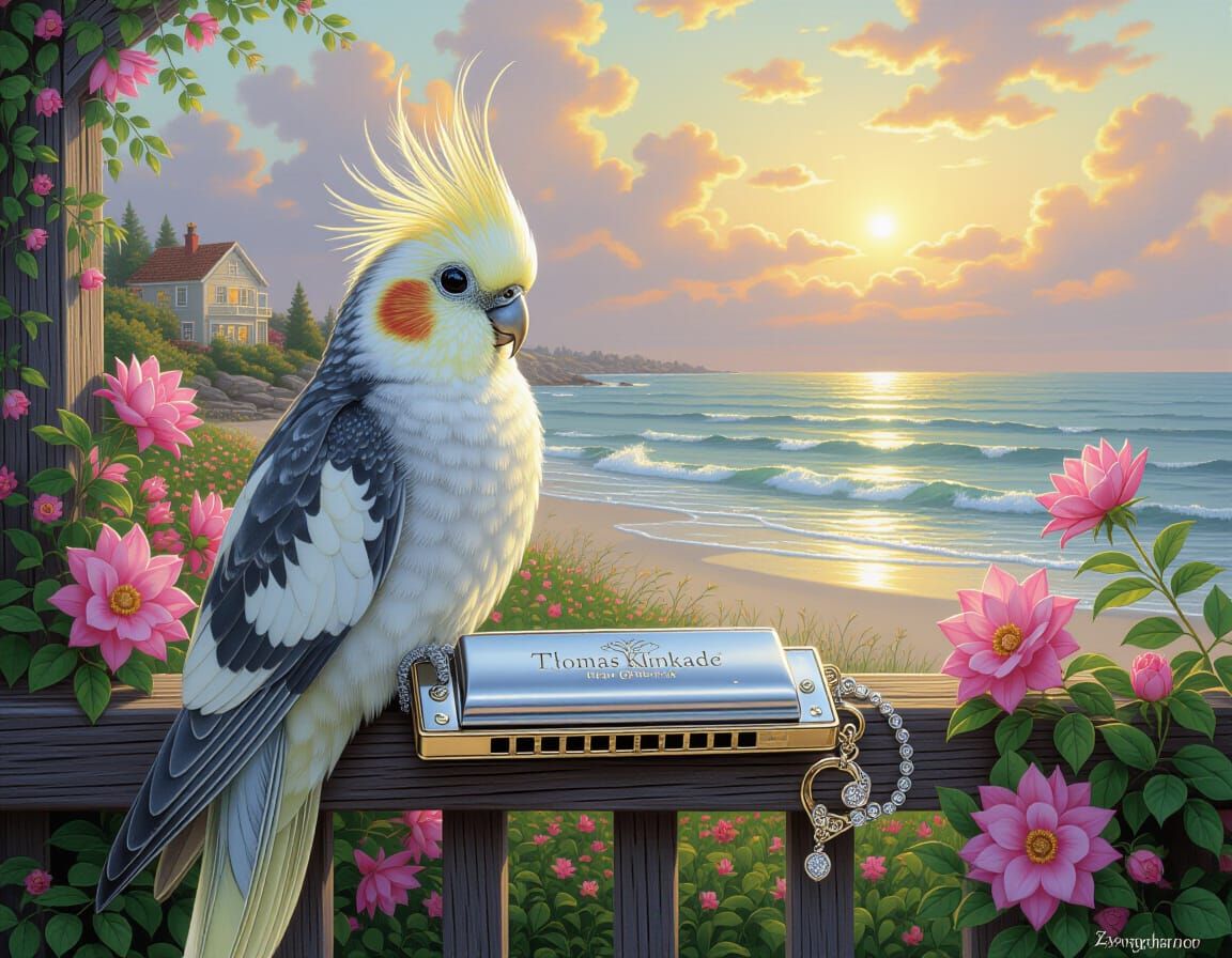Dazzling Cockatiel with Silver Jewelry in Garden