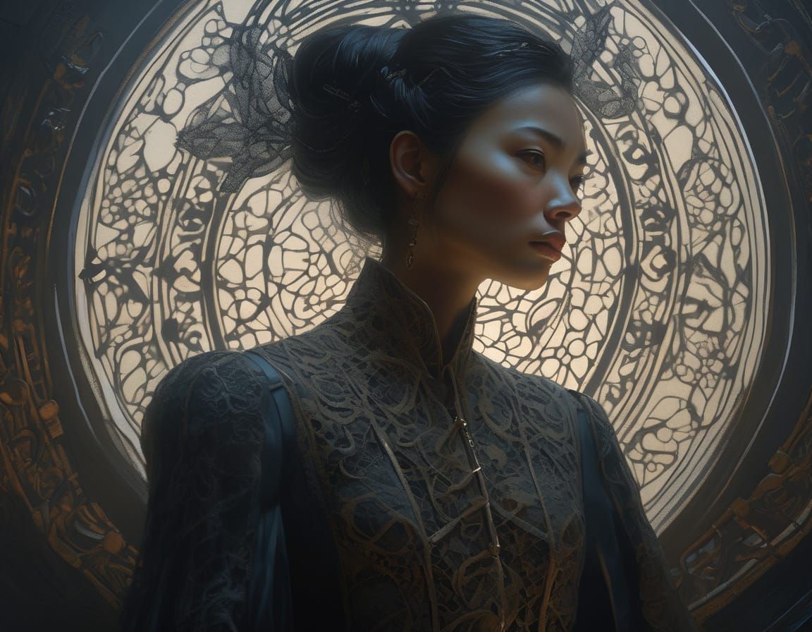 Mystical Femme Fatale in Hyperrealistic Concept Art