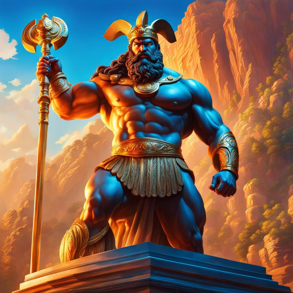 Hyperrealistic Hercules Demi-God Portrait in Splash Art Styl...