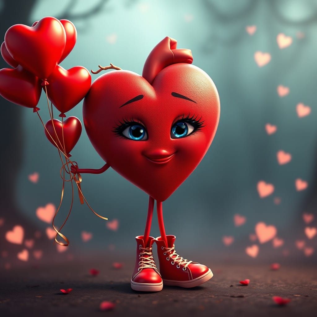 Enchanting Hyperrealistic Heart in Whimsical 3D Cartoon Styl...
