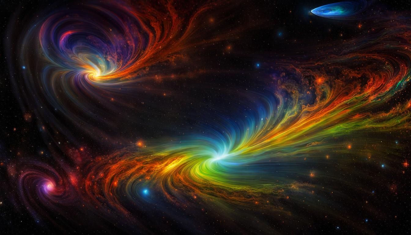 Psychedelic Comets Forming Worlds: Iridescent Acrylic Art