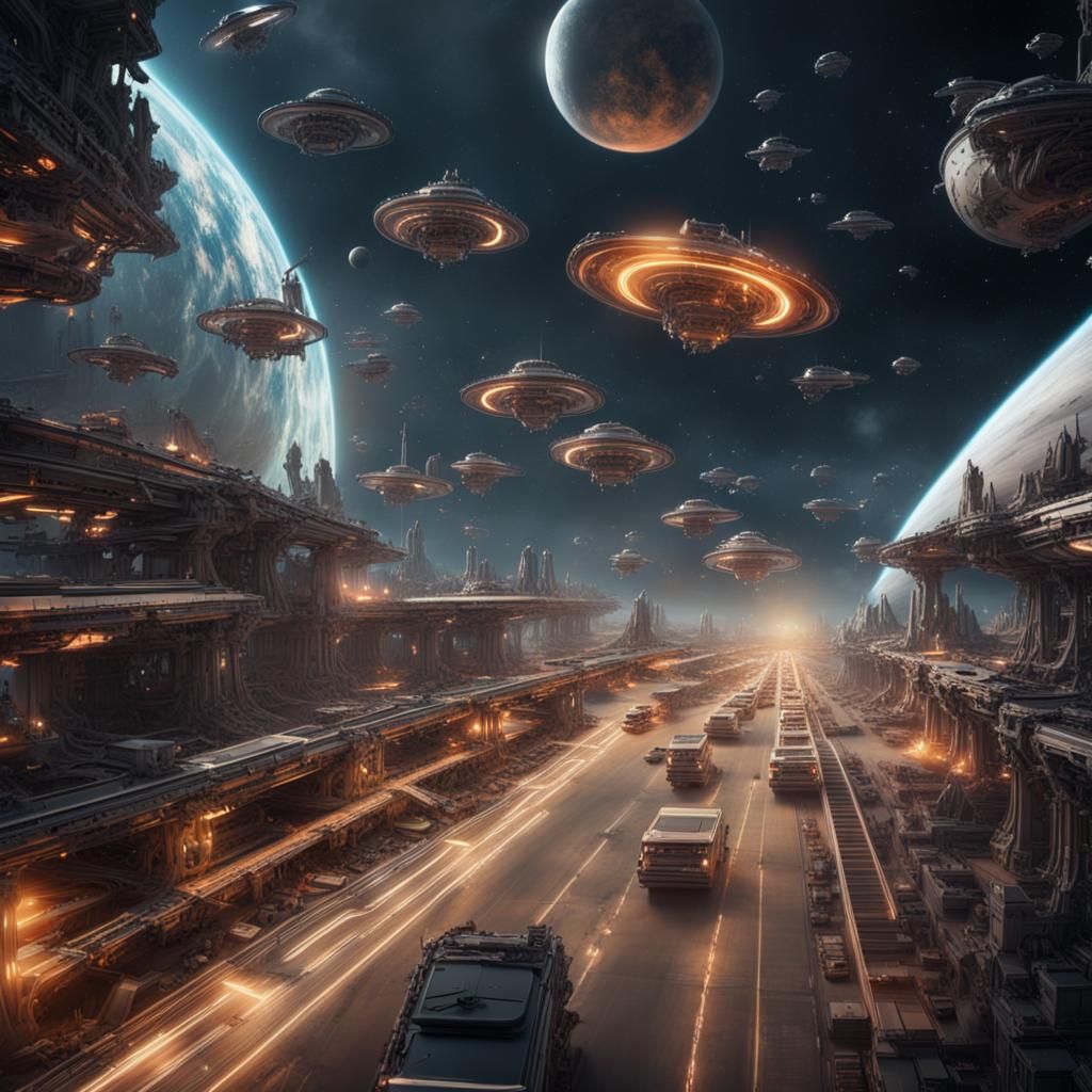 Spectacular Space Traffic Jam: Digital Matte Painting