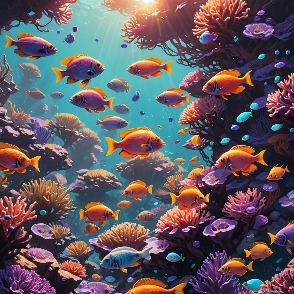 Exotic Fish in a Vibrant Coral Reef