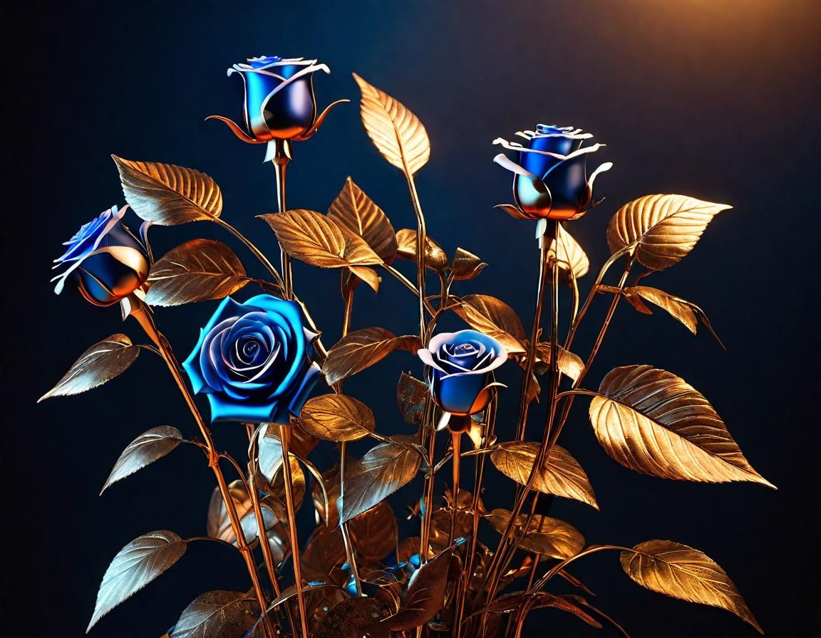 Steampunk Metal Roses in Volumetric Lighting