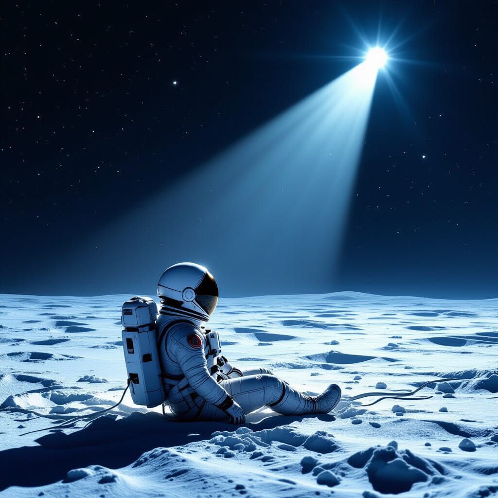 Astronaut Adrift in Void Near Derelict Station