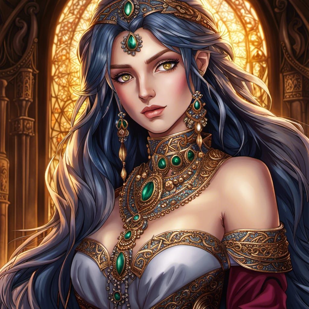 Moiraine Damodred Anime Portrait in Manga Style