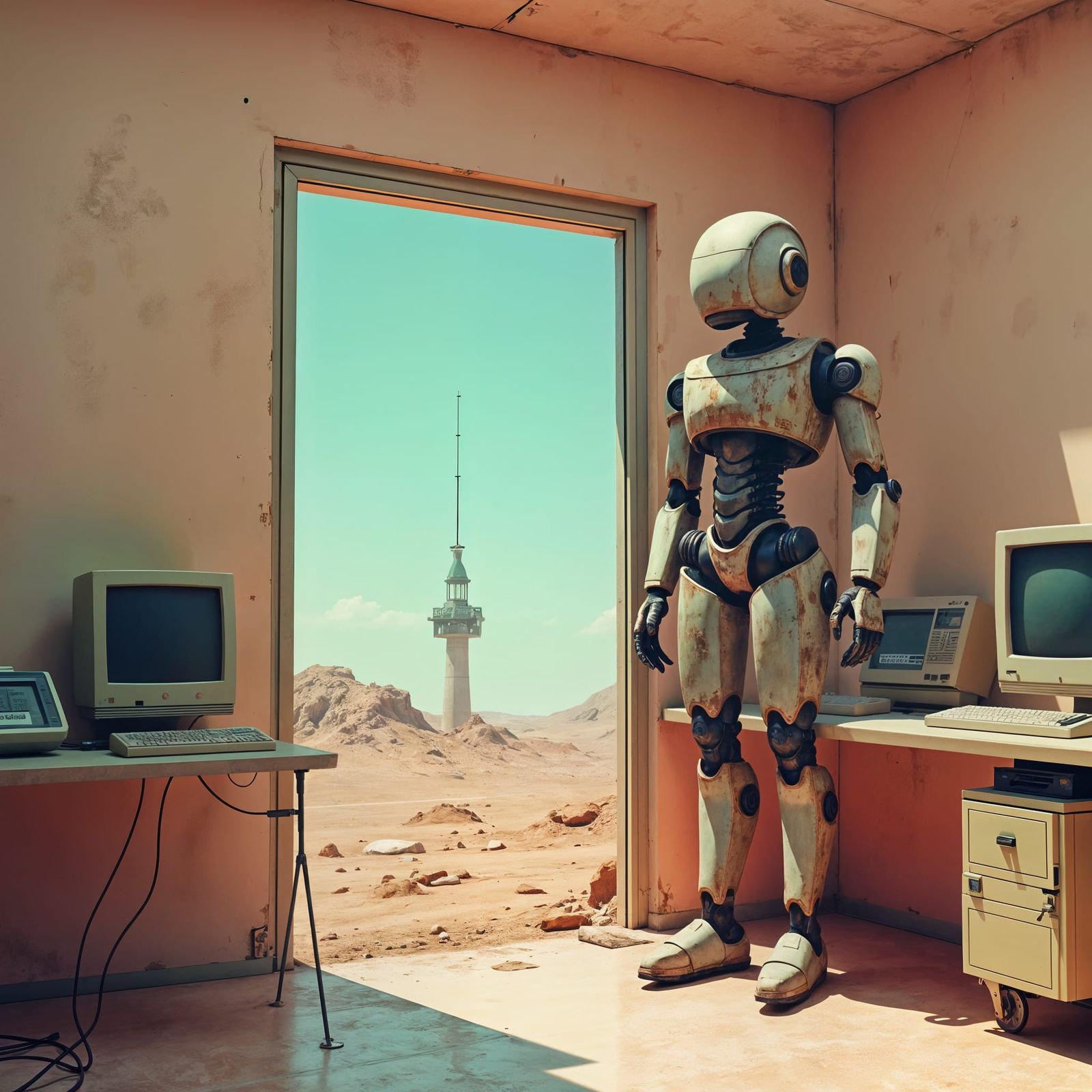 Vintage Android Witnessing Analog Portals