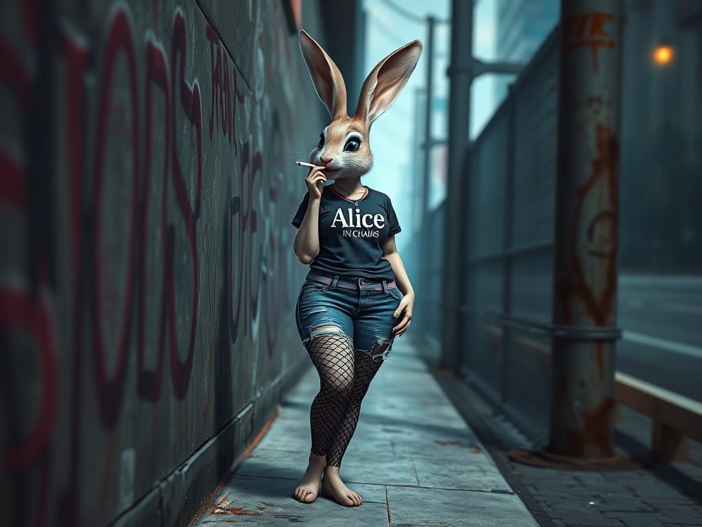 Raucous Rock Rabbit Emerges from Urban Shadows