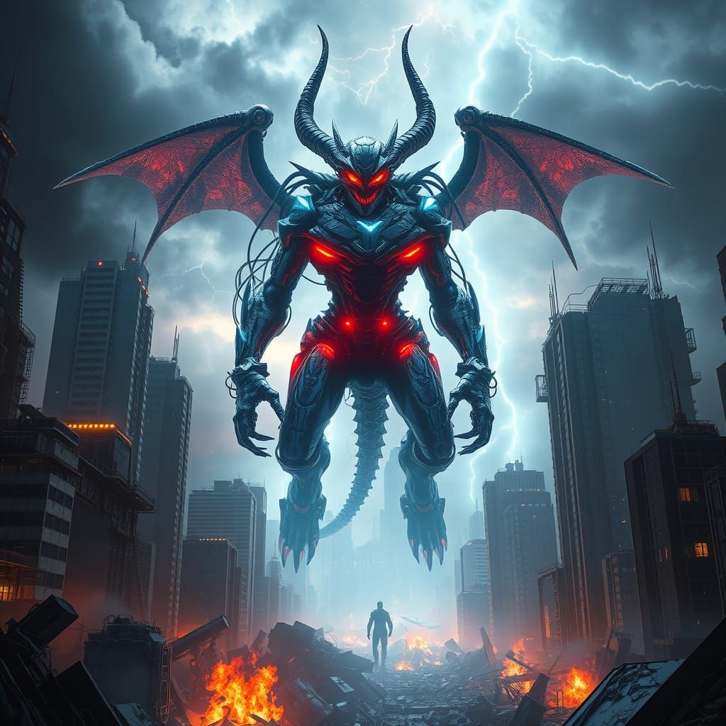 Cyber Demon Reigns Supreme Over Futuristic Metropolis
