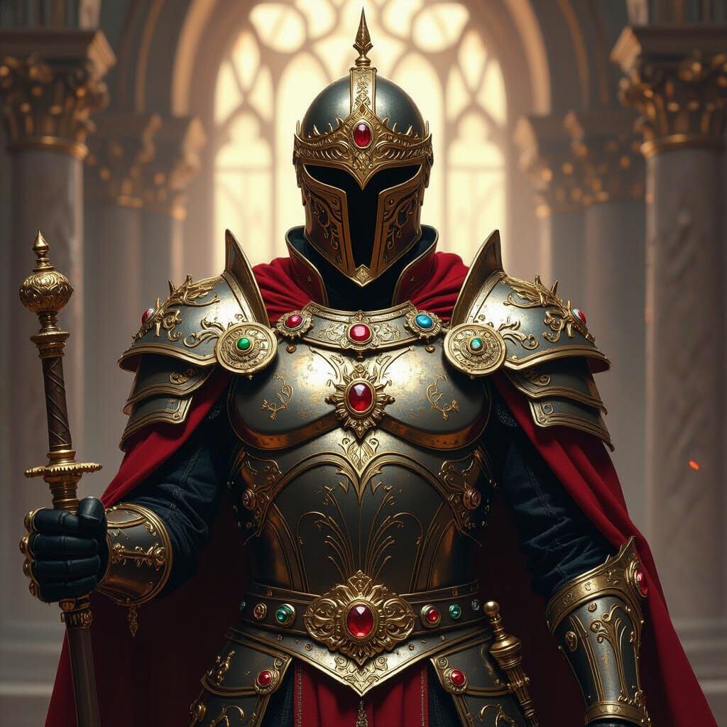 Judge in Ornate Armour with Golden Accents