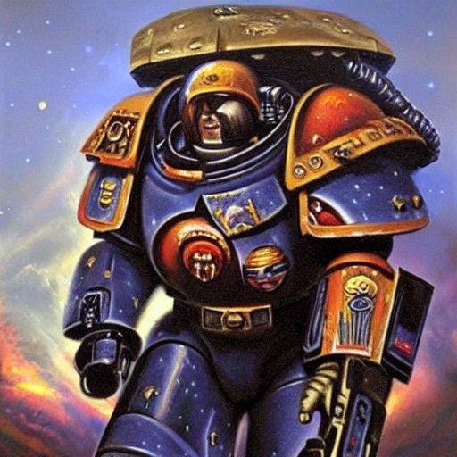 Space Marine in Oil Painting Style