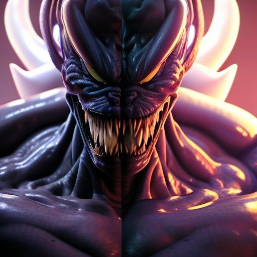 Venom Knight Frieza SuperSaiyan4 in Digital Art Style