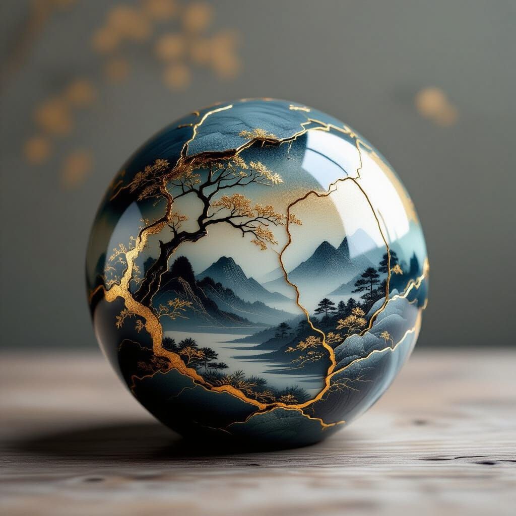 Kintsugi Paperweight: Japanese Beauty in Dark Fantasy