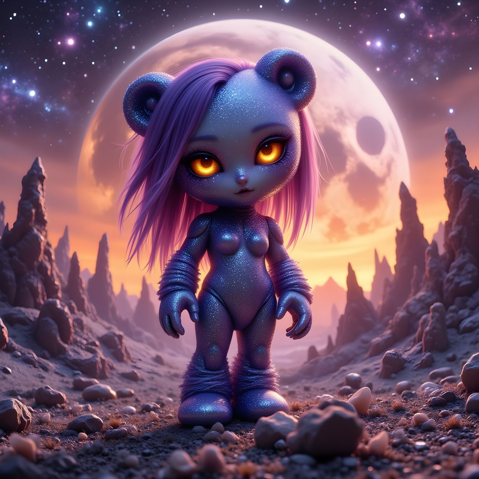 Alien Woman on Barren Planet in Sci-Fi Style