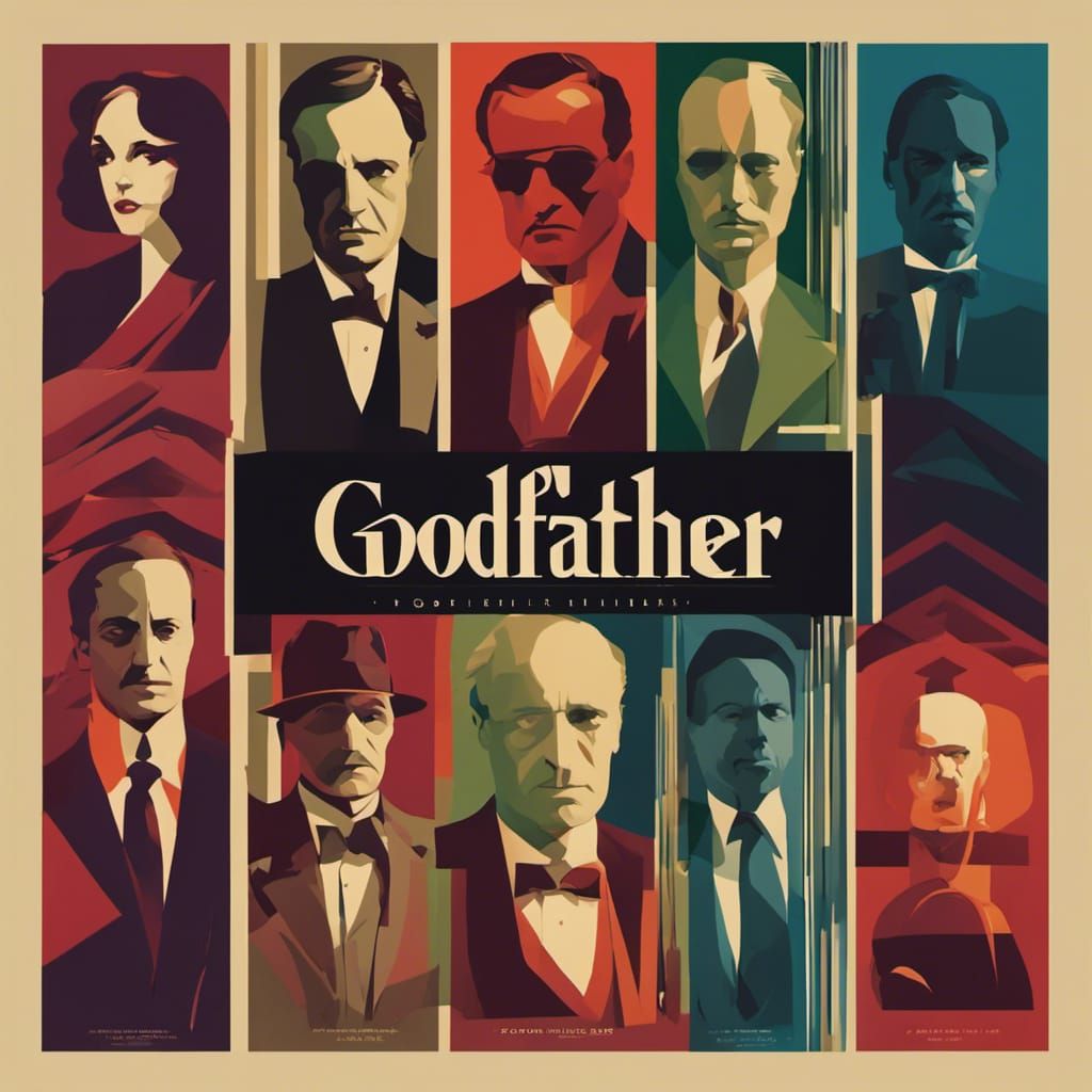 1930s Movie Poster for "Godfather" in Geometric Style