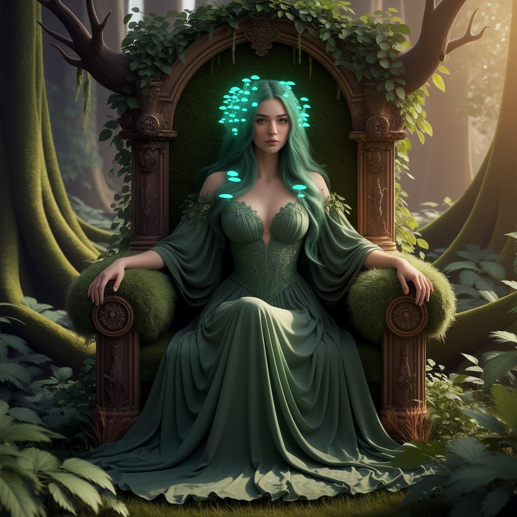 Ethereal Forest Princess in Bioluminescent Splendor