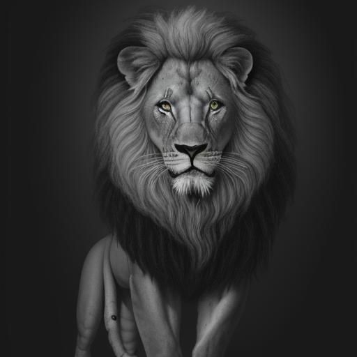 Hyperdetailed Charcoal Drawing of Lion of Judah