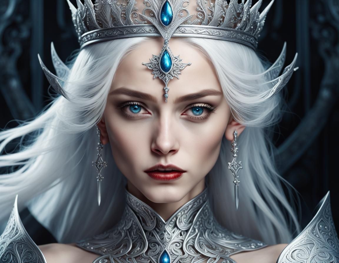 Android Empress with Sword in Dark Fantasy Style