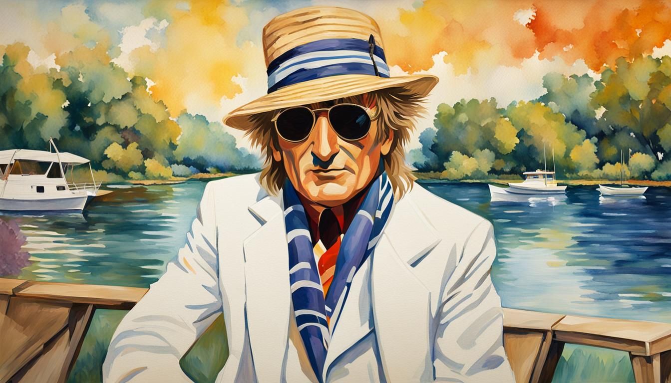 Rod Stewart Pop Art Watercolor Portrait