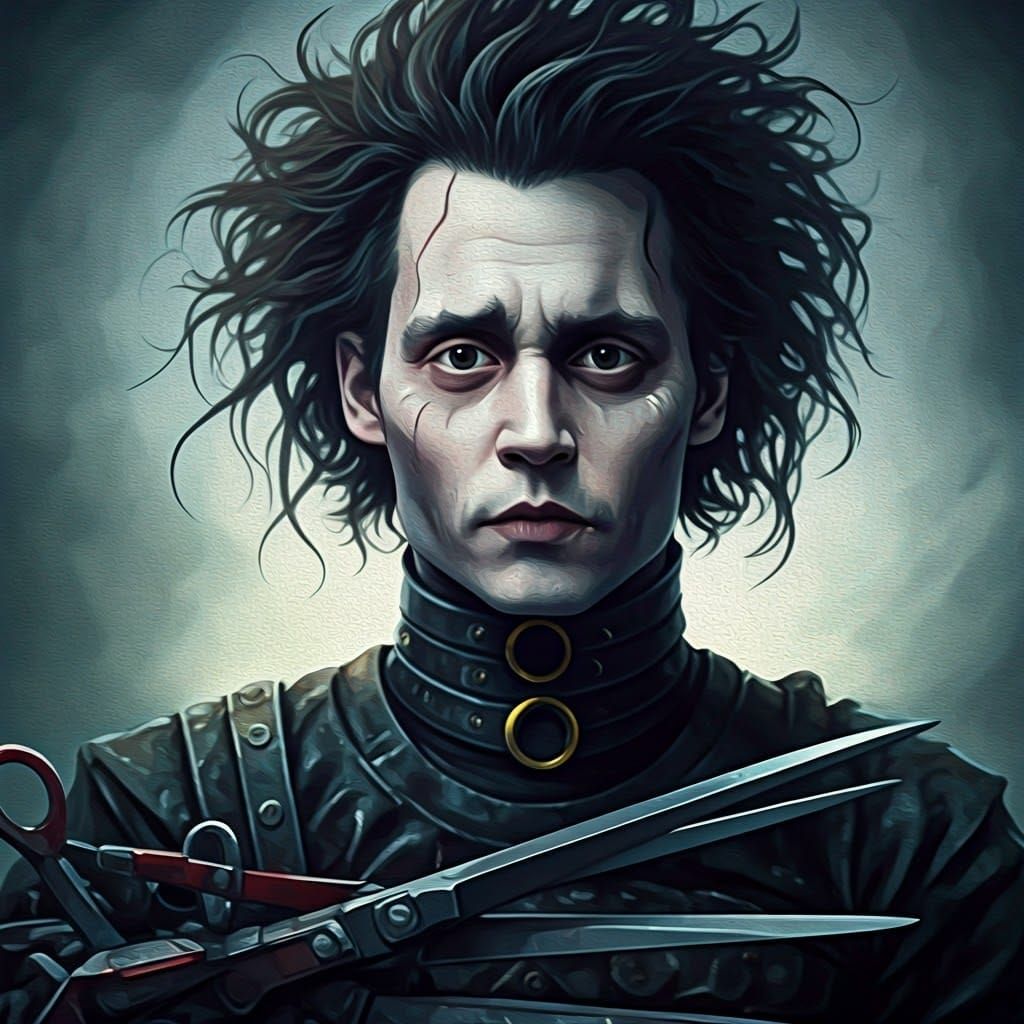 Edward Scissorhands: A Surreal Oil Painting