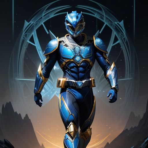 Blue Power Ranger in Detailed Matte Painting