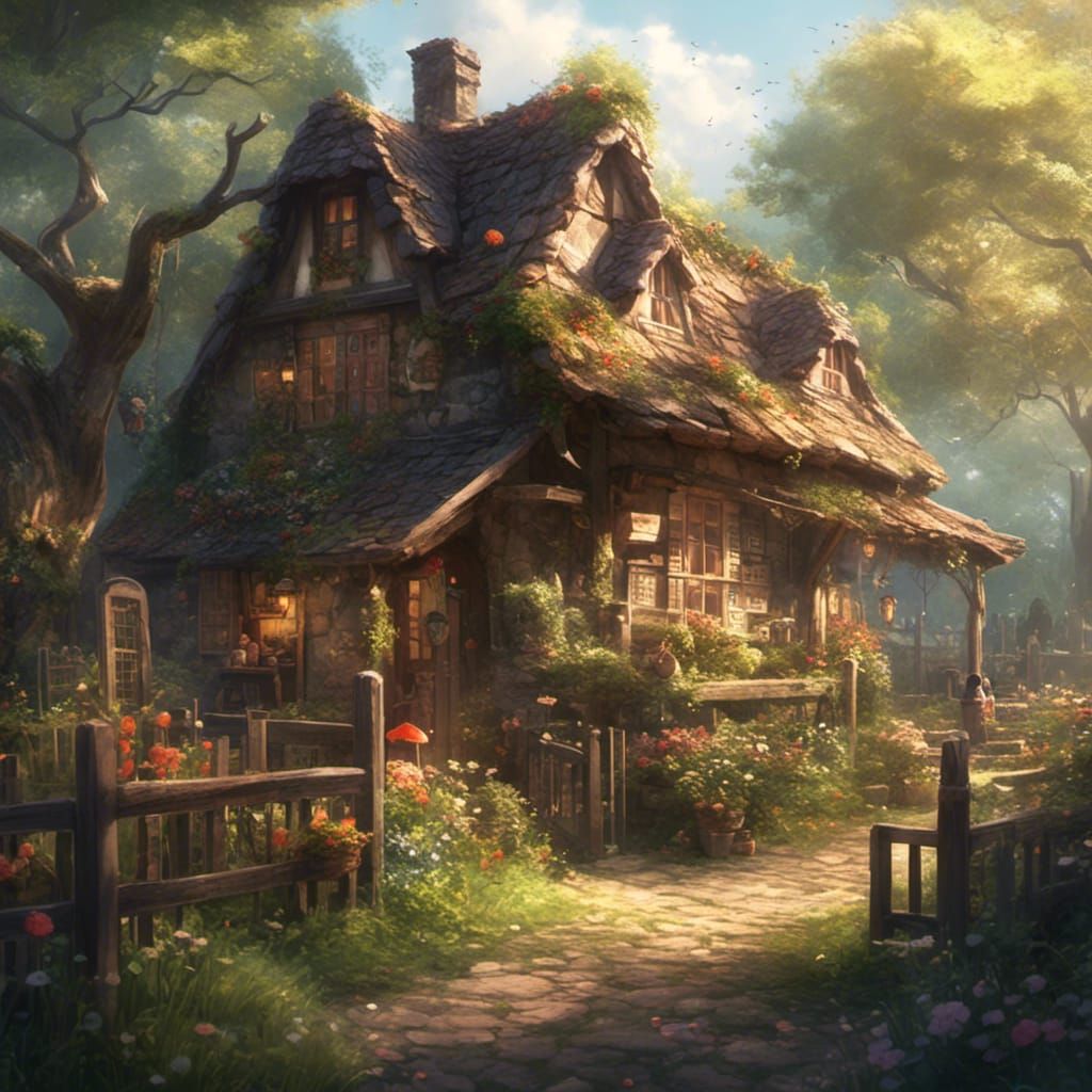Anime Style Cottage Illustration