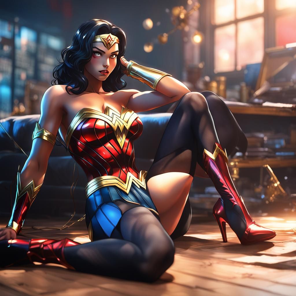 Wonder Woman in Lingerie: Hyper-Realistic 3D Anime Art