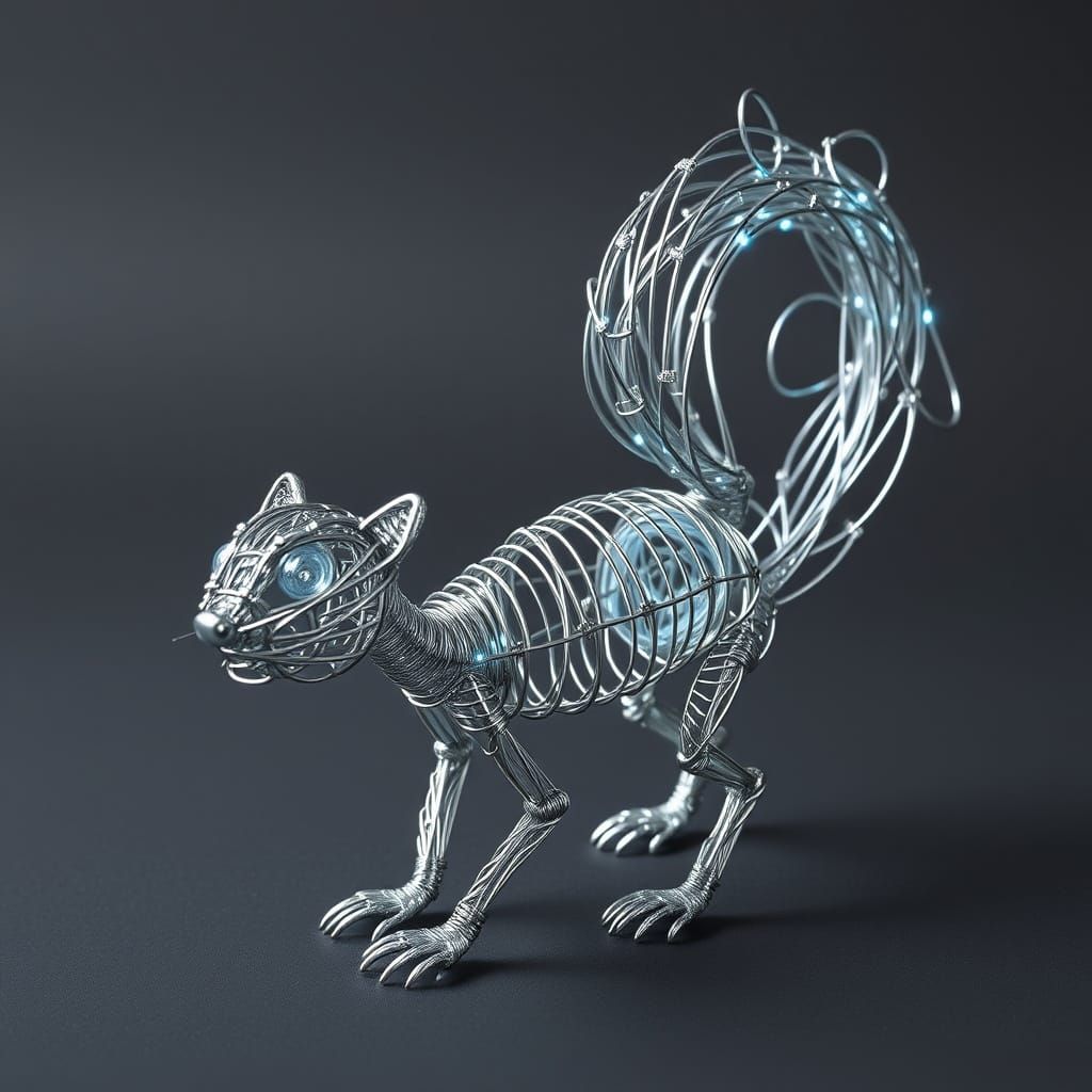 Futuristic Wire Skunk Sculpture