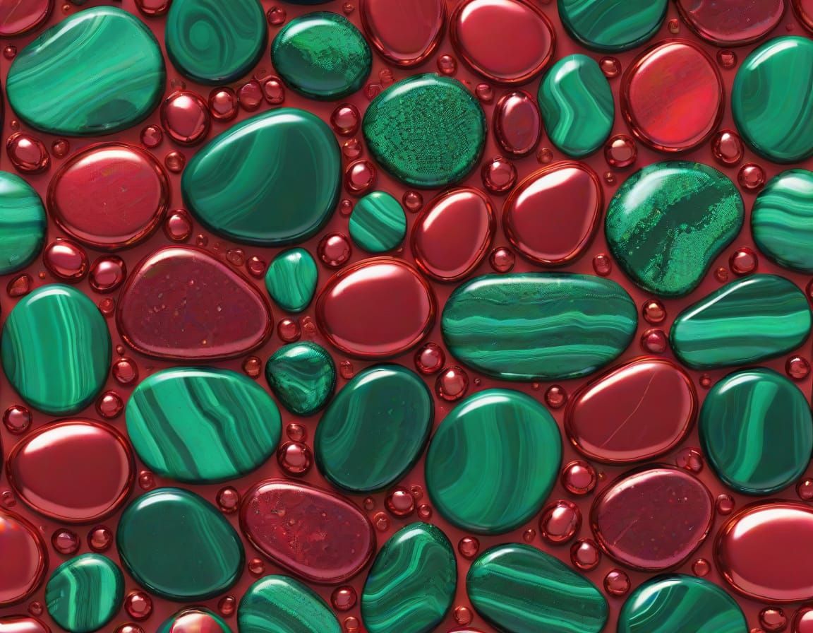 Vibrant Metallic Ruby Malachite Landscape