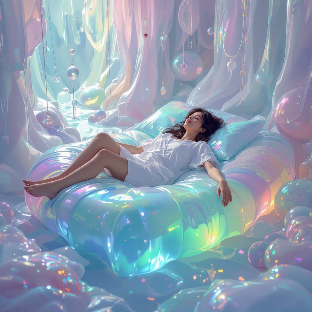 Dreamy Jelly Bed in Whimsical Digital Painting Style