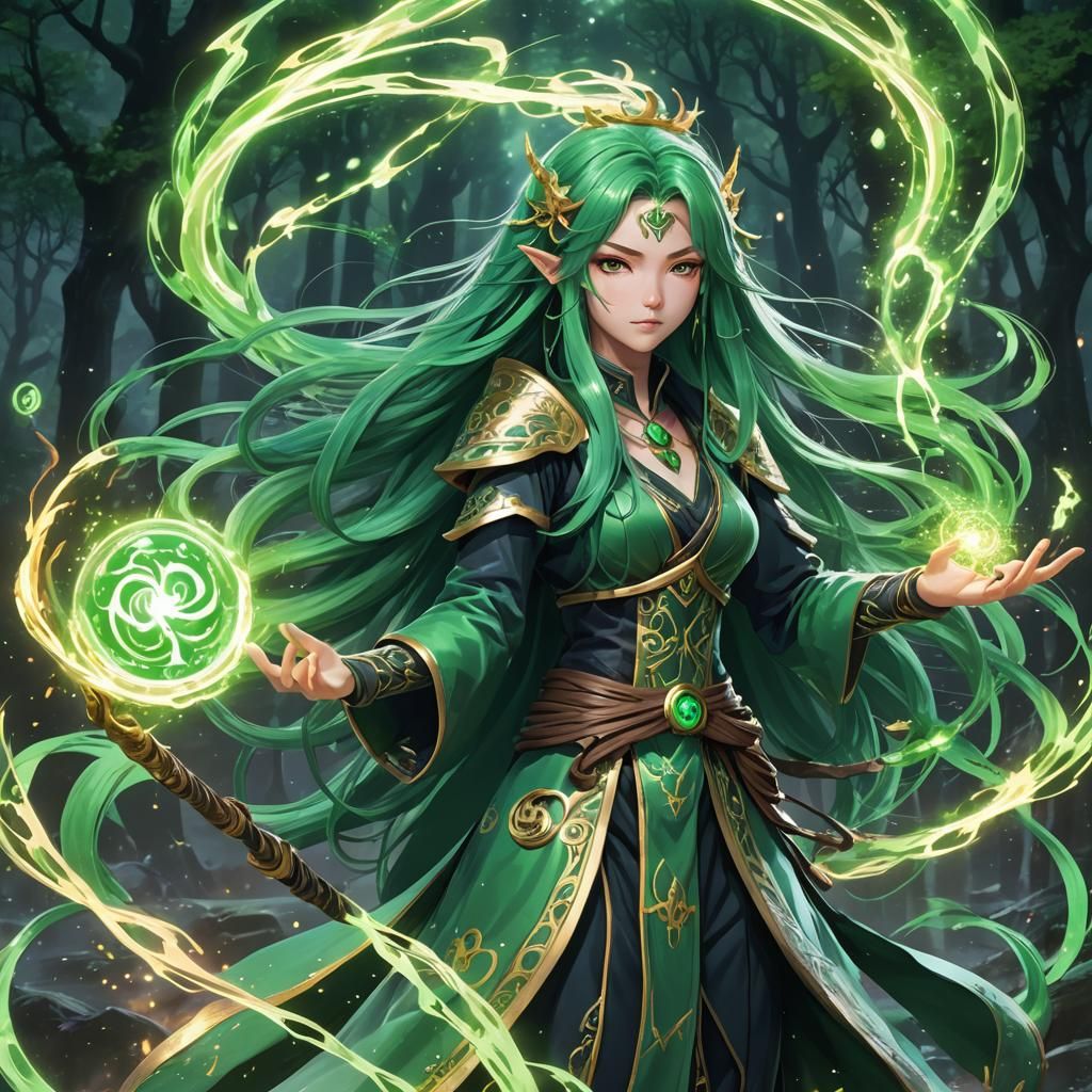 Anime Mage Casting Spell in 3D