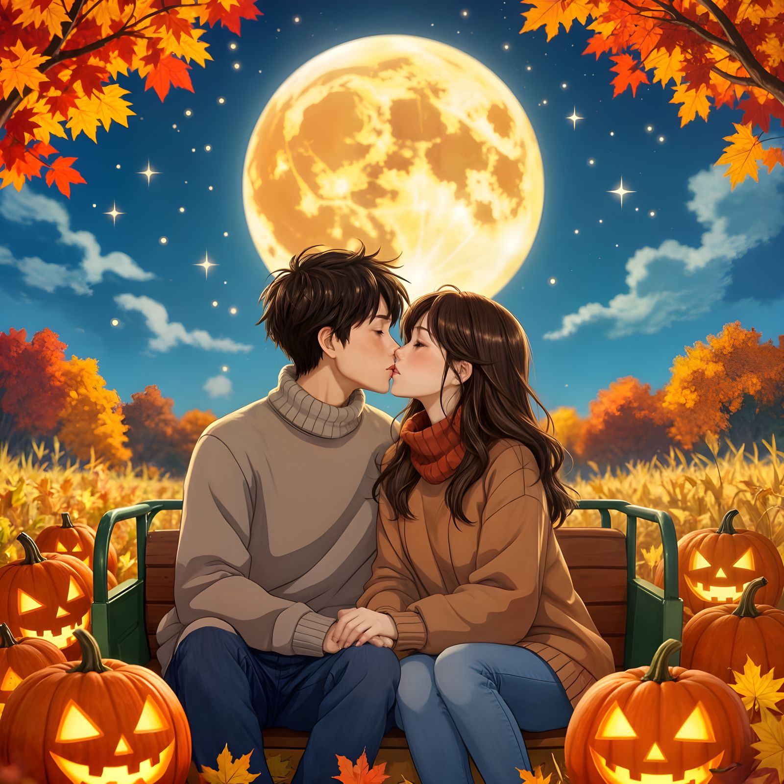 Romantic Anime Hayride Under Harvest Moon