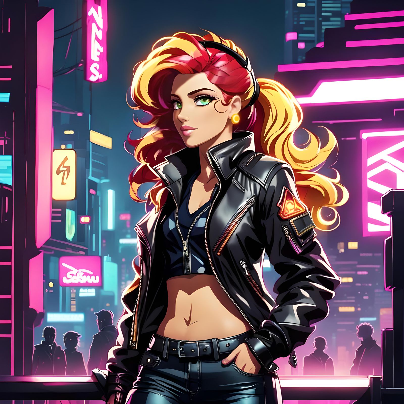 Sunset Shimmer in Cyberpunk Leather Jacket
