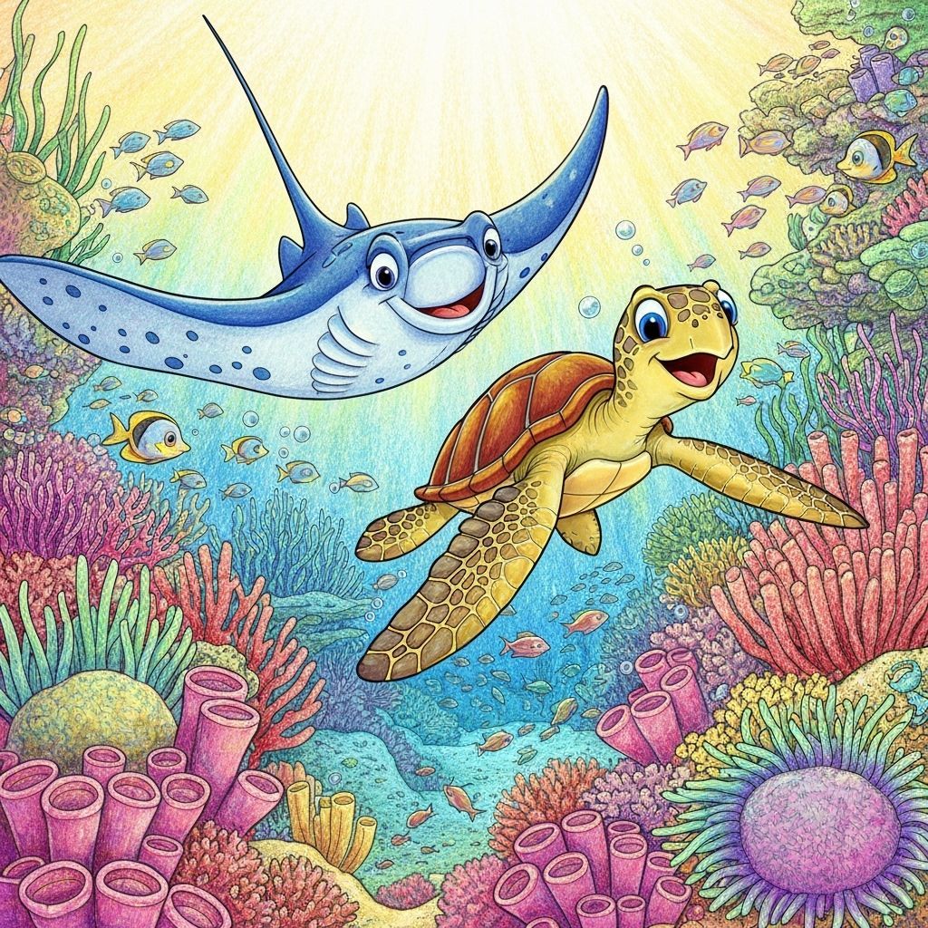 Manta Ray and Turtle Play Cards in Rainbow Colors