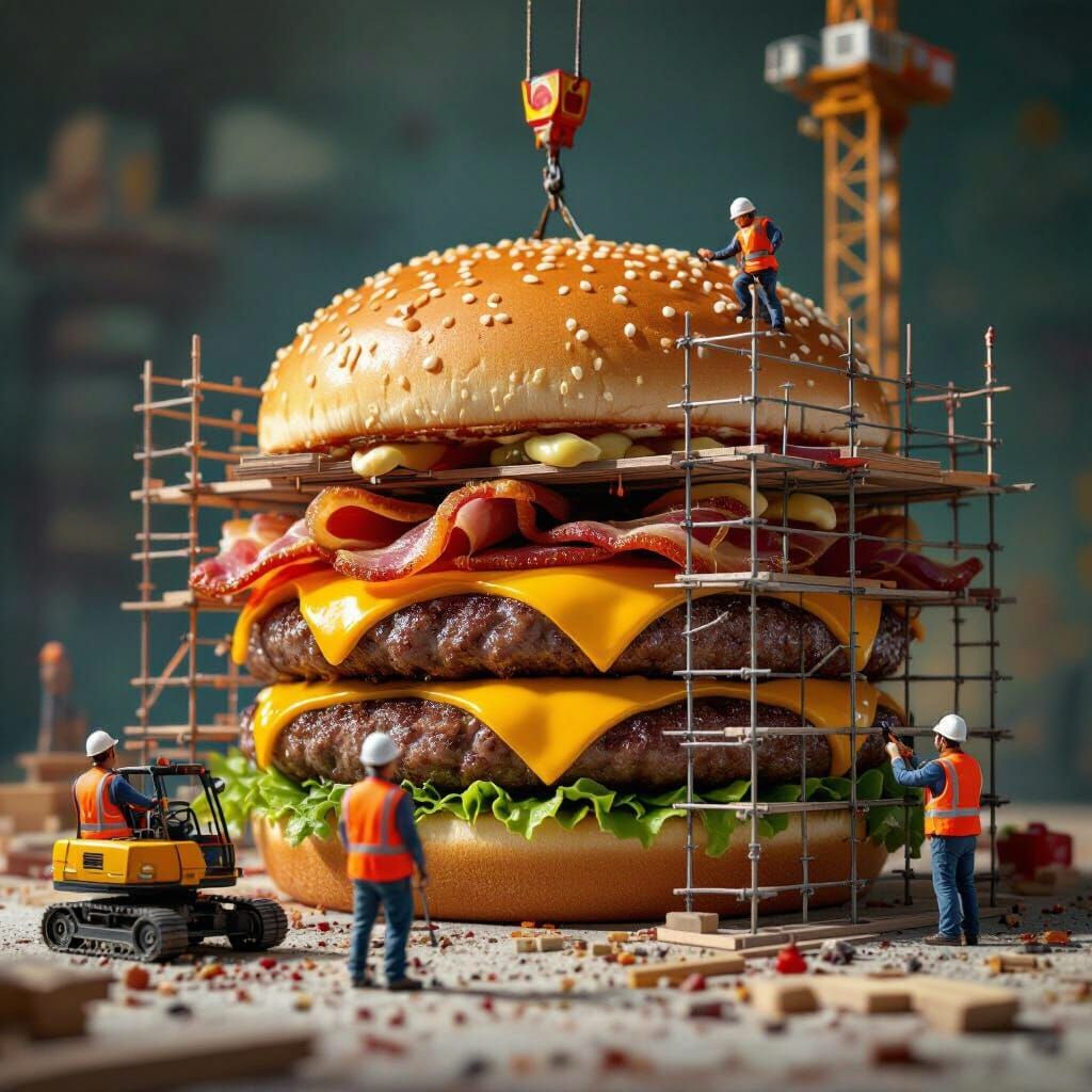 Colossal Burger Construction: A Digital Art Masterpiece