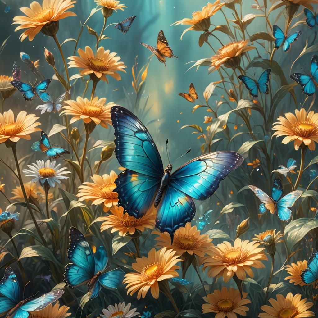 Butterfly on Flower in Dutch Master Style