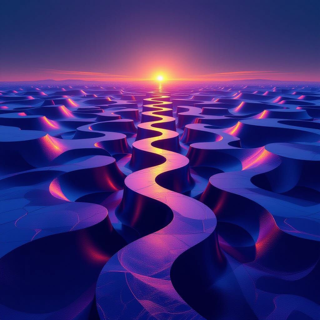 Surreal Geometric Maze on Horizon